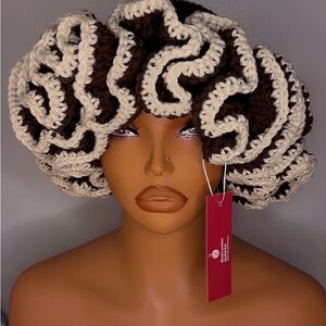 Stylish Cream and Brown Crochet Hair Accessory